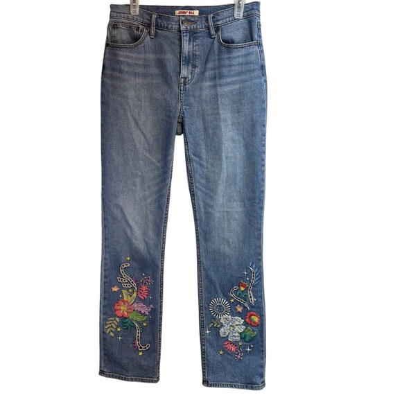 Johnny Was Denim - Johnny Was Luisa High Rise Straight Leg Floral Embroidered Jeans Women's Size 27